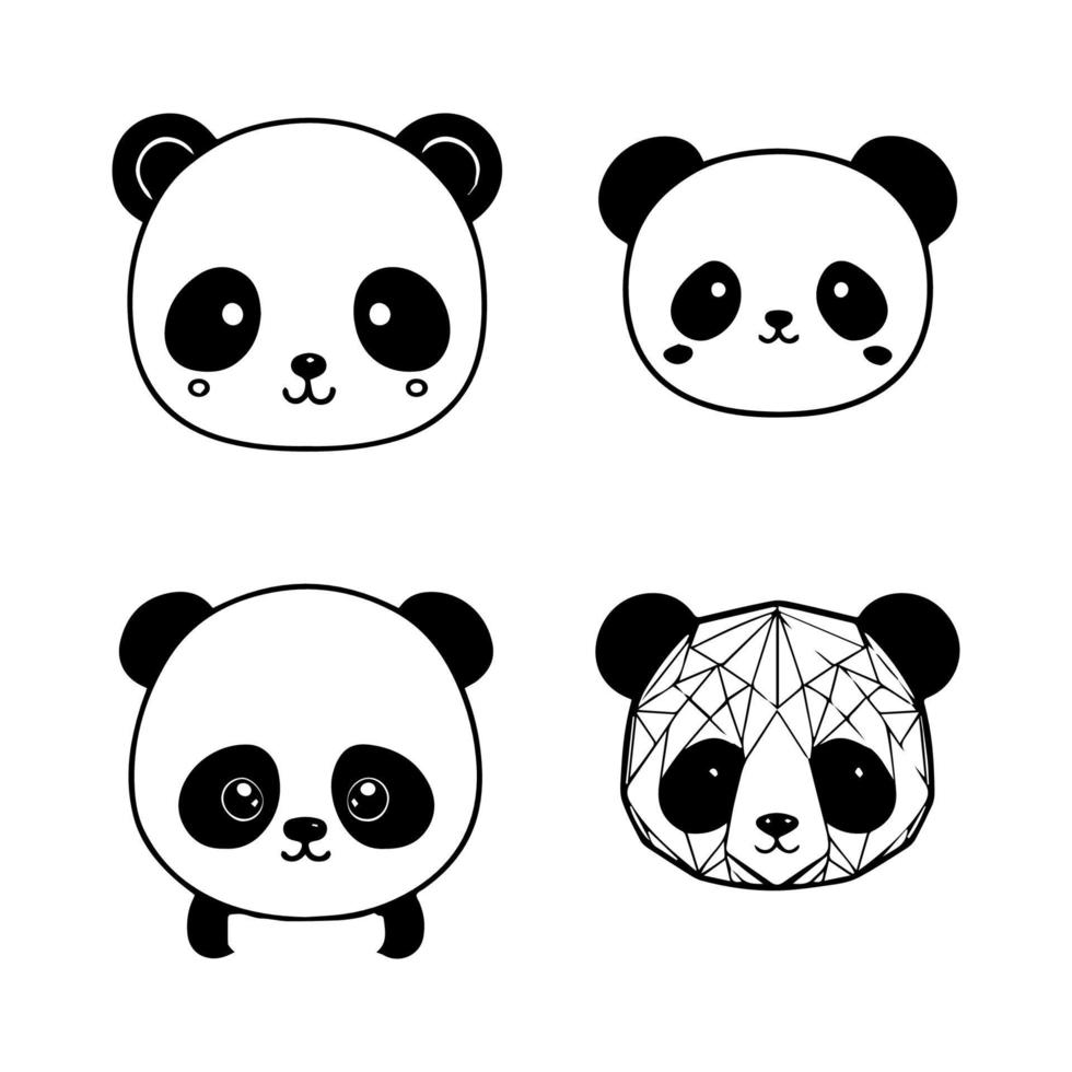 añadir algunos juguetón panda poder a tu proyecto con nuestra linda kawaii panda cabeza logo recopilación. mano dibujado con amar, estos ilustraciones son Por supuesto a añadir un toque de monería y encanto vector