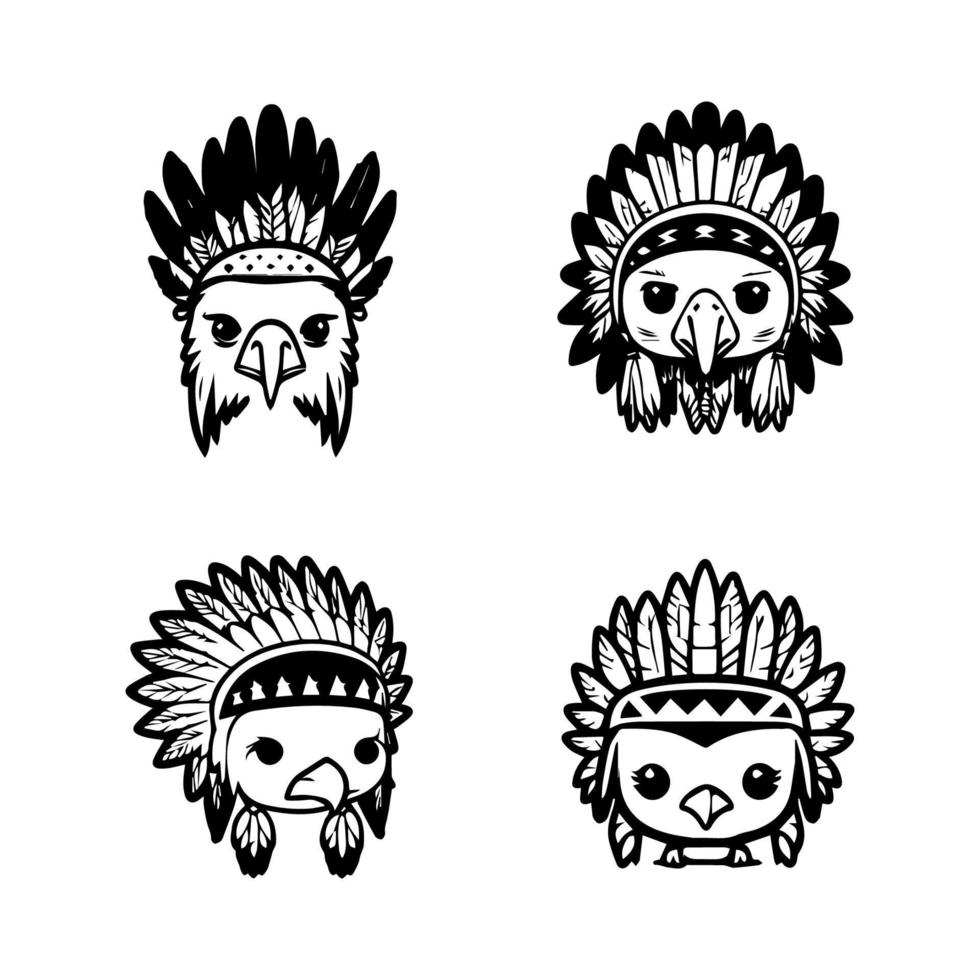 Unleash your inner warrior with our cute kawaii eagle head logo wearing 