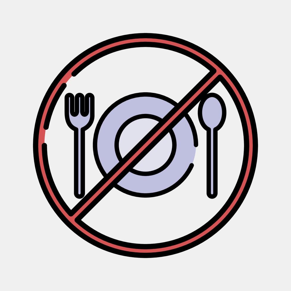 Icon fasting. Islamic elements of Ramadhan, Eid Al Fitr, Eid Al Adha. Icons in filled line style. Good for prints, posters, logo, decoration, greeting card, etc. vector
