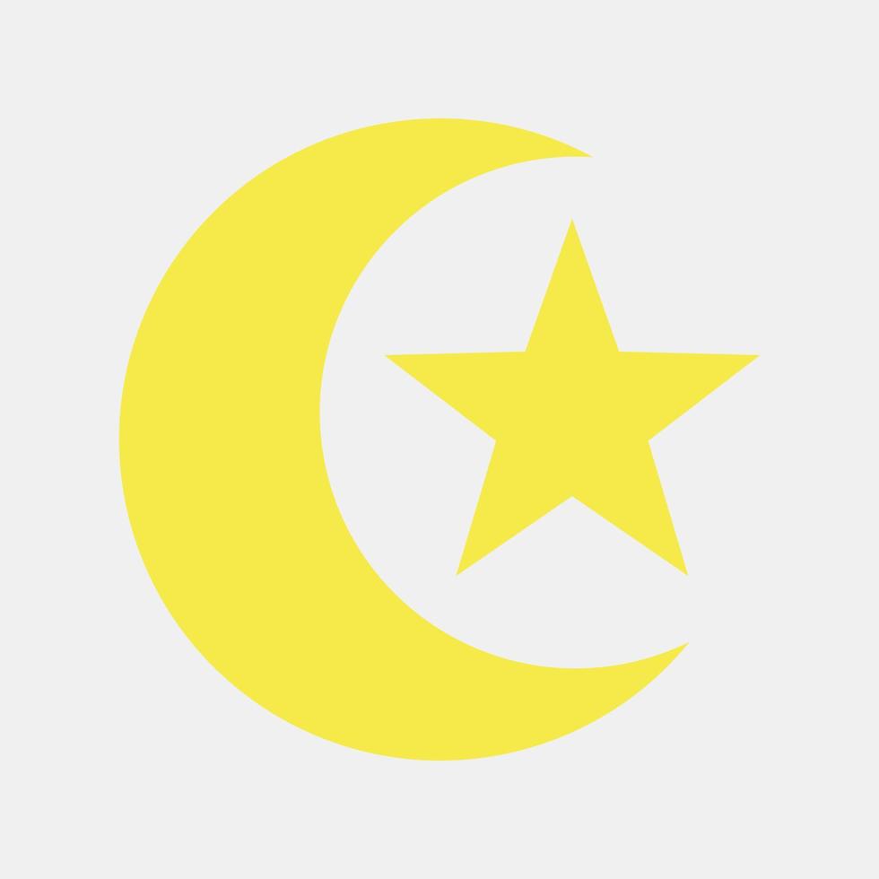 icono Luna y estrella. islámico elementos de Ramadán, eid Alabama fitr, eid Alabama adha. íconos en plano estilo. bueno para huellas dactilares, carteles, logo, decoración, saludo tarjeta, etc. vector