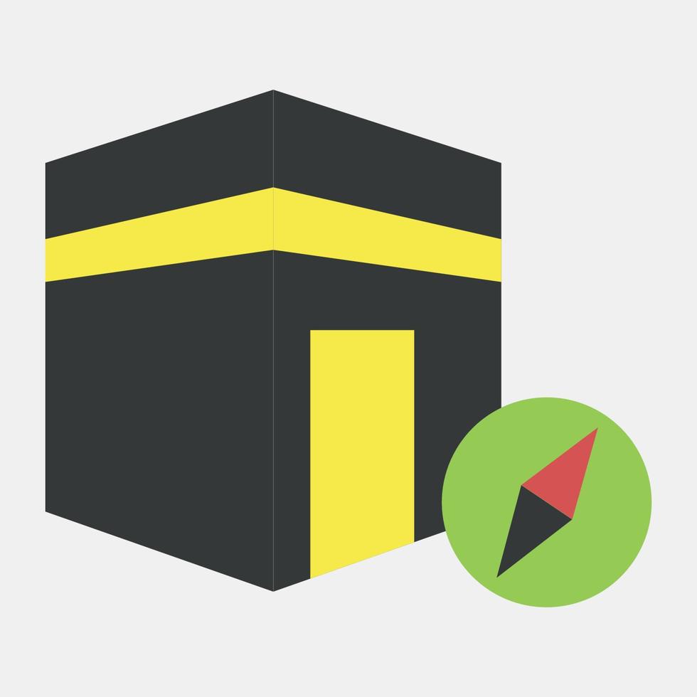 Icon qibla direction. Islamic elements of Ramadhan, Eid Al Fitr, Eid Al Adha. Icons in flat style. Good for prints, posters, logo, decoration, greeting card, etc. vector