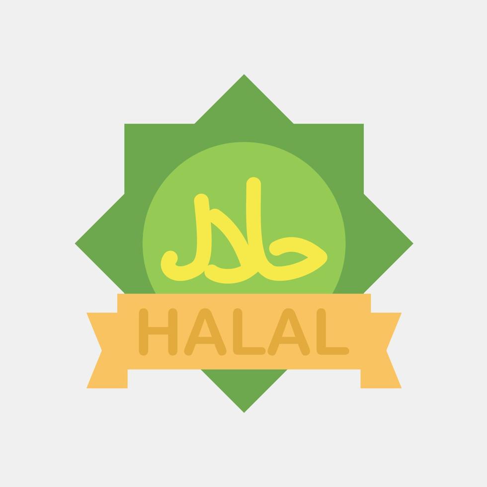 Icon halal. Islamic elements of Ramadhan, Eid Al Fitr, Eid Al Adha. Icons in flat style. Good for prints, posters, logo, decoration, greeting card, etc. vector