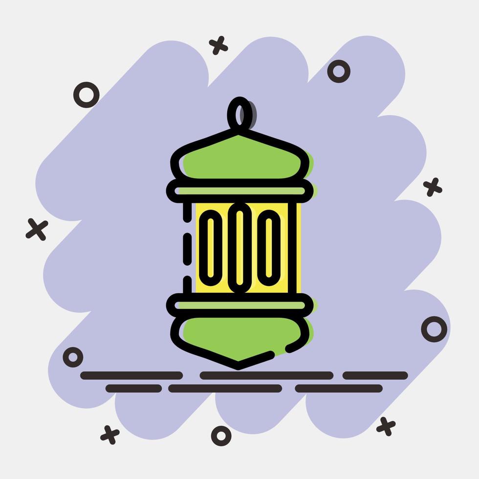 icono islámico linterna. islámico elementos de Ramadán, eid Alabama fitr, eid Alabama adha. íconos en cómic estilo. bueno para huellas dactilares, carteles, logo, decoración, saludo tarjeta, etc. vector