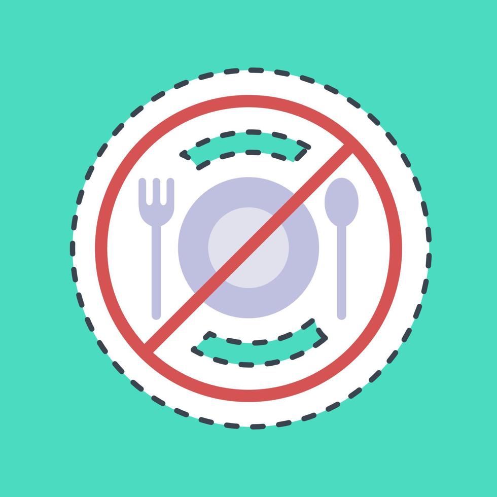 Sticker line cut fasting. Islamic elements of Ramadhan, Eid Al Fitr, Eid Al Adha. Good for prints, posters, logo, decoration, greeting card, etc. vector