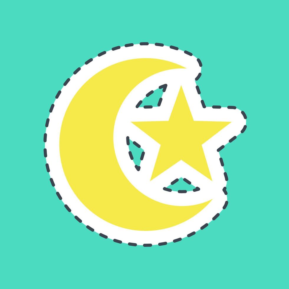 pegatina línea cortar Luna y estrella. islámico elementos de Ramadán, eid Alabama fitr, eid Alabama adha. bueno para huellas dactilares, carteles, logo, decoración, saludo tarjeta, etc. vector