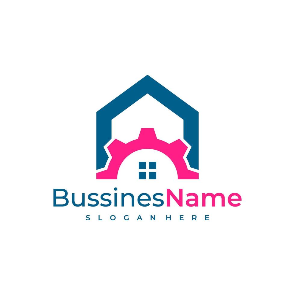 Gear House logo vector template. Creative House logo design concepts