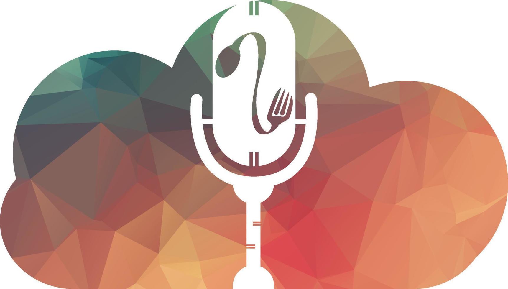 podcast comida logo icono diseños vector. podcast de comida para letrero, mascota u otro. vector