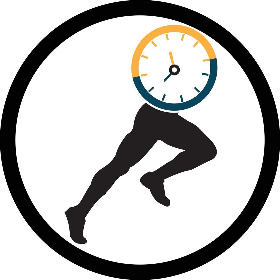 Time run vector logo template. This design use clock and forr symbol. Suitable for management.