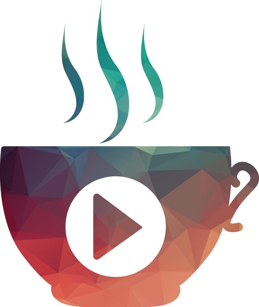 Coffee media logo design template. Coffee and play logo design. vector