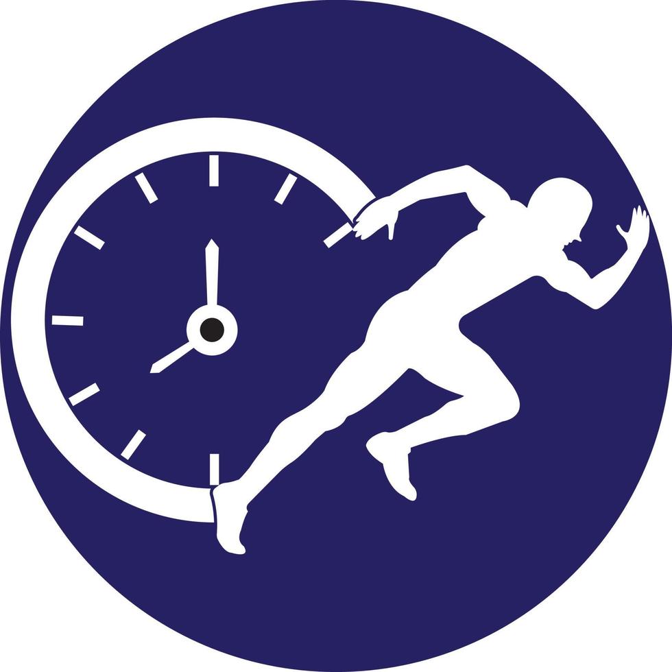 Time run vector logo template. This design use clock and forr symbol. Suitable for management.