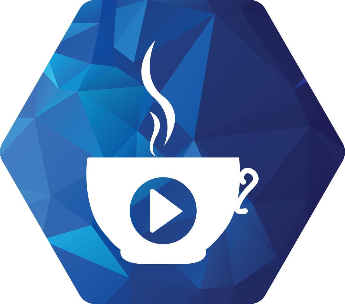 Coffee media logo design template. Coffee and play logo design. vector