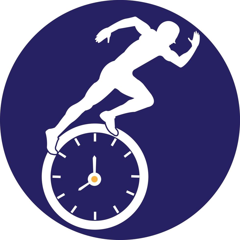 Time run vector logo template. This design use clock and forr symbol. Suitable for management.