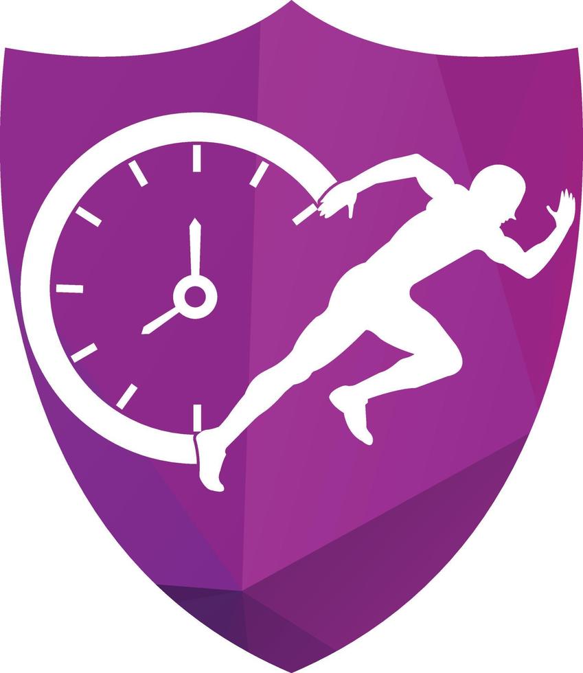 Time run vector logo template. This design use clock and forr symbol. Suitable for management.