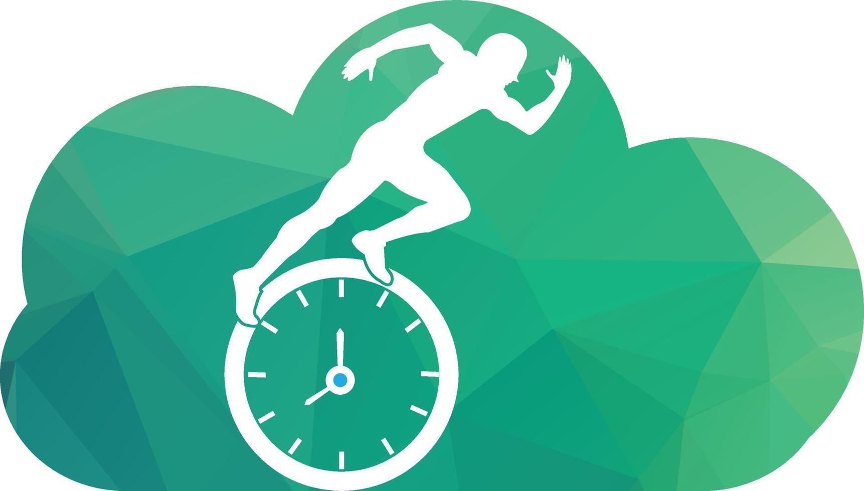 Time run vector logo template. This design use clock and forr symbol. Suitable for management.