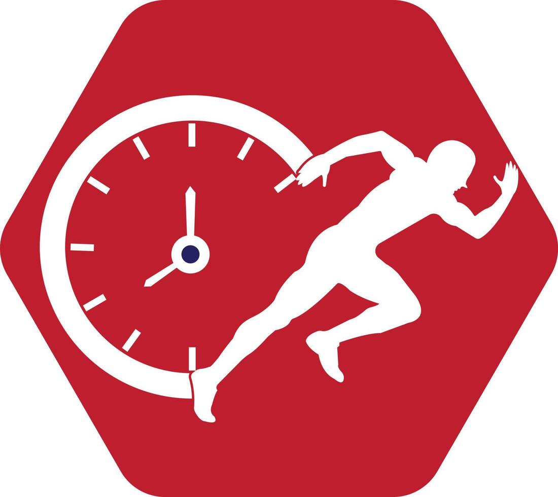 Time run vector logo template. This design use clock and forr symbol. Suitable for management.