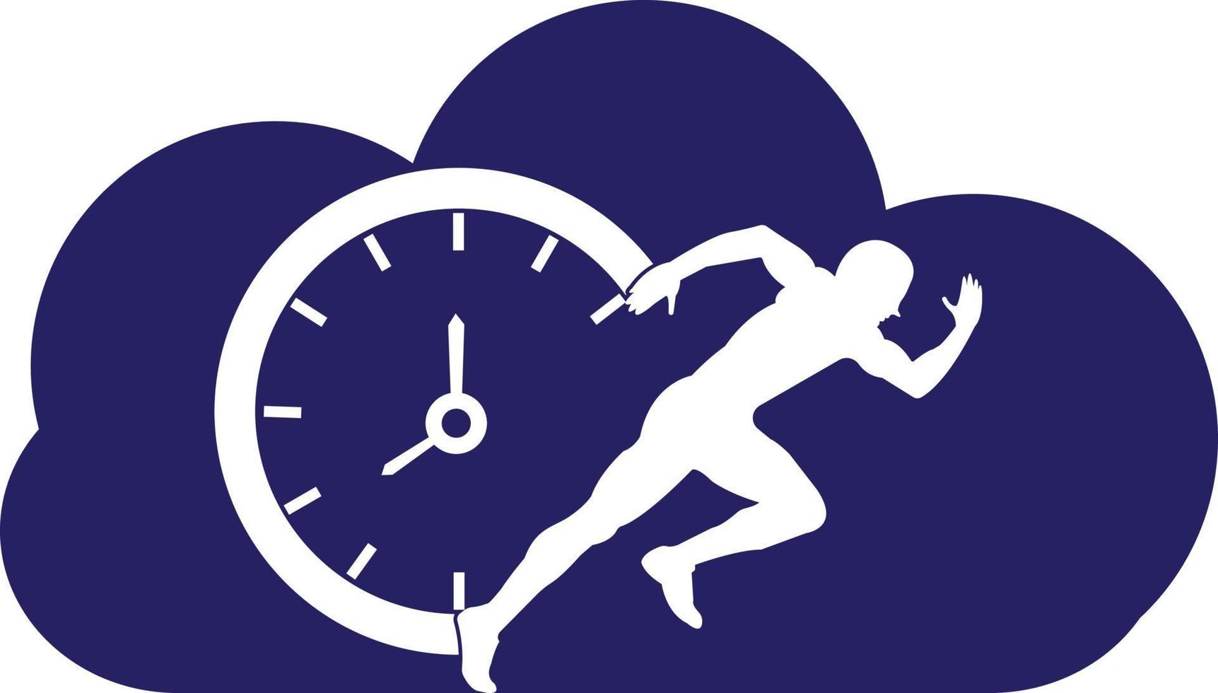Time run vector logo template. This design use clock and forr symbol