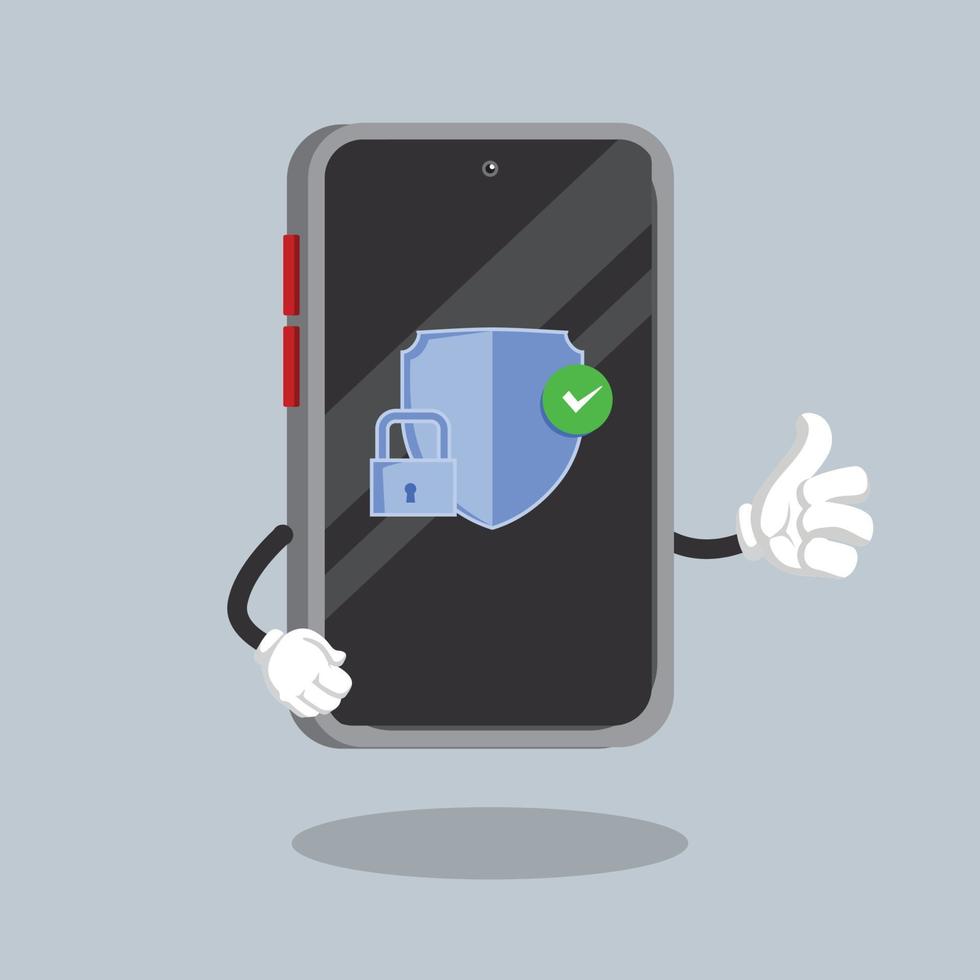 Smartphone online security account protection safe illustration in flat vector design