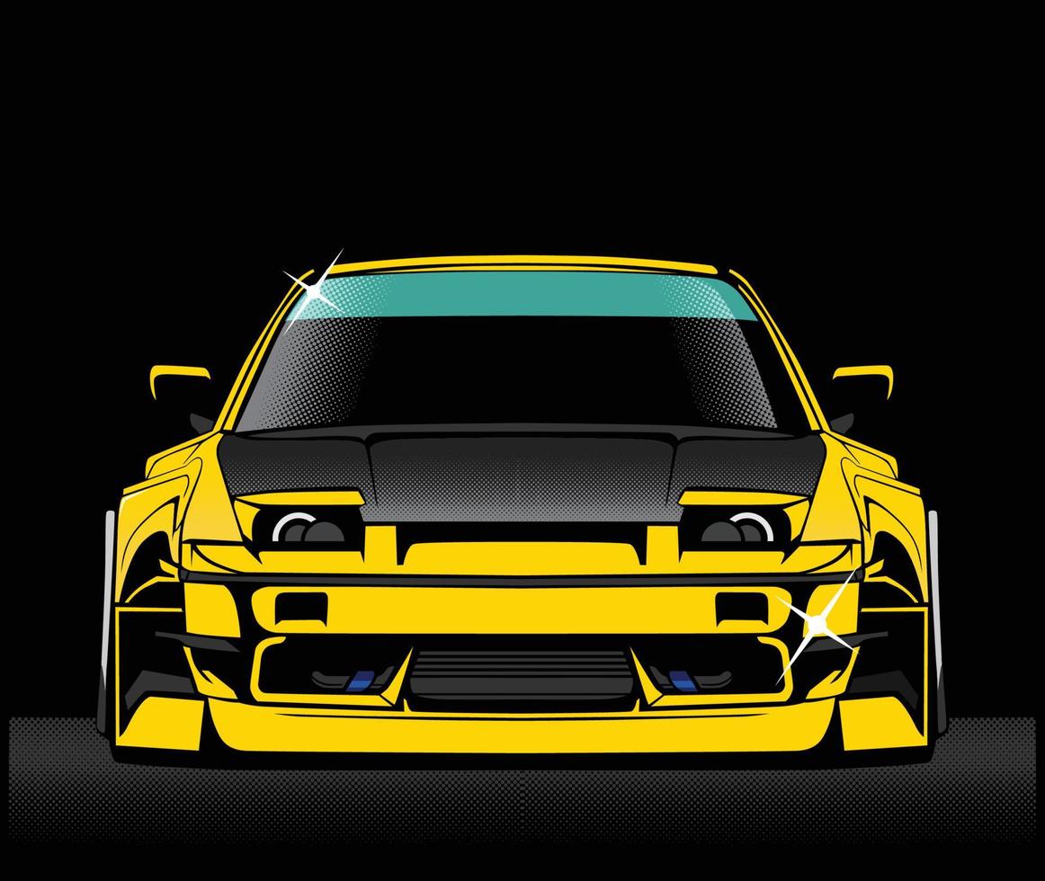 Retro iconic Japanese drifting car in illustration vector