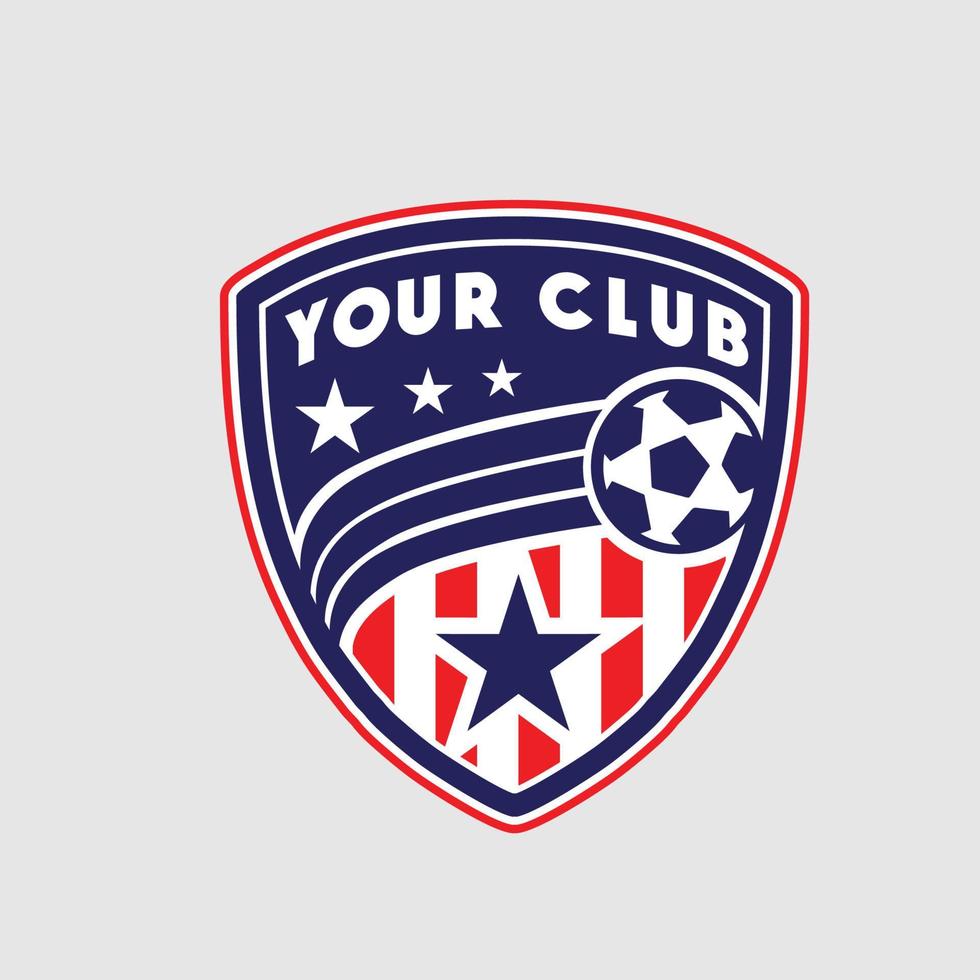 Soccer club emblem. Football badge shield logo, soccer ball team game club elements, Vector Logo Illustration Fit to championship or team