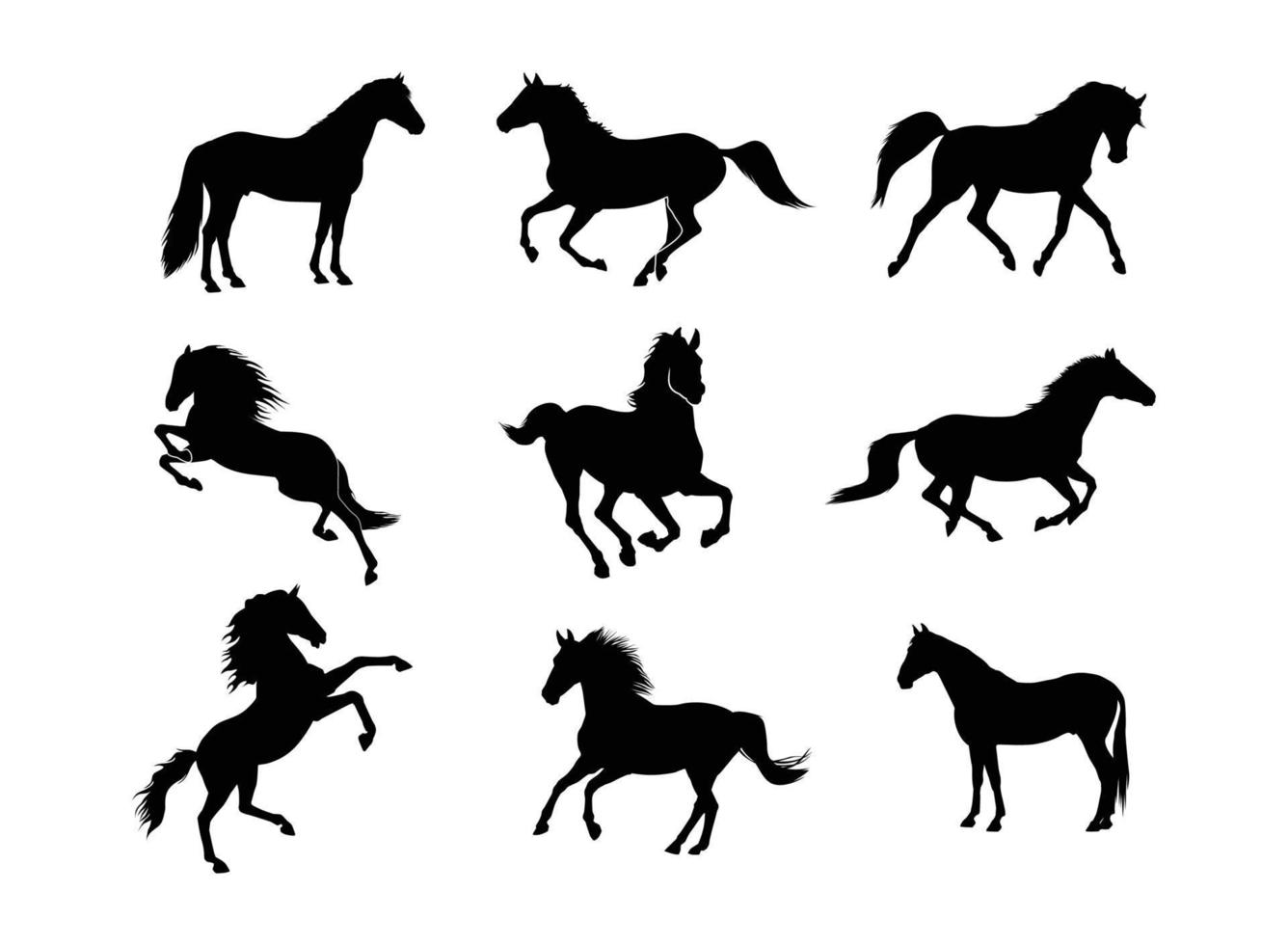 horse silhouette set in variety pose vector