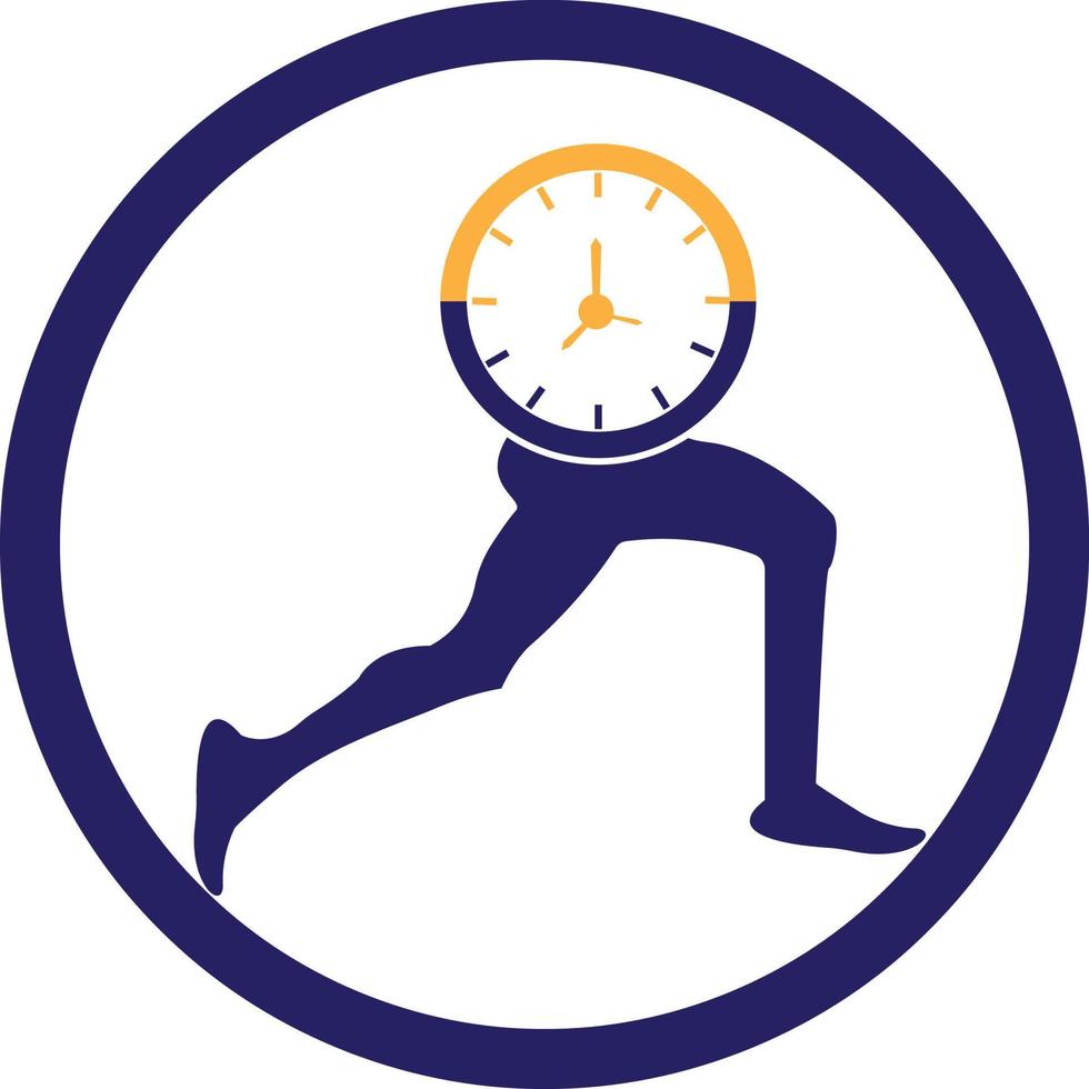 Time run vector logo template. This design use clock and forr symbol. Suitable for management.