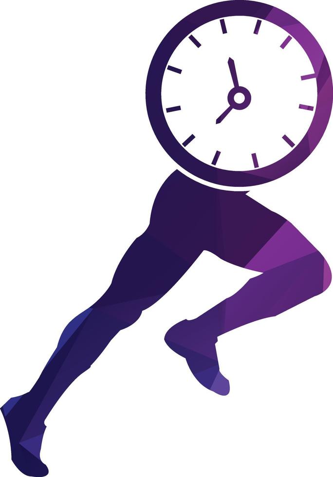 Time run vector logo template. This design use clock and forr symbol. Suitable for management.