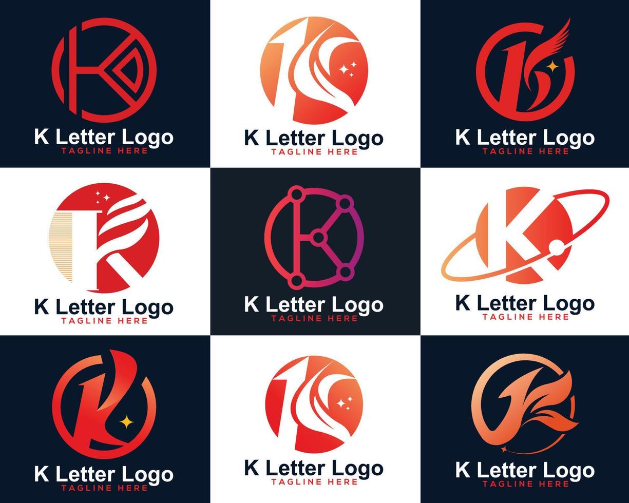 Colorful gradient abstract letter K logo design. Letter K logo icon design template elements. vector