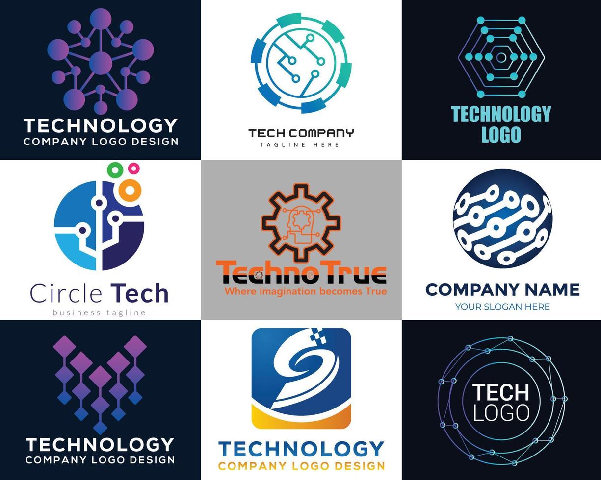 Modern technology logo design template vector file