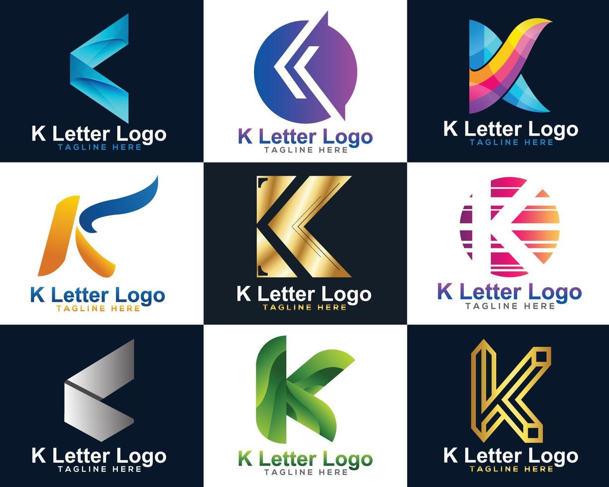 Colorful gradient abstract letter K logo design. Letter K logo icon design template elements. vector