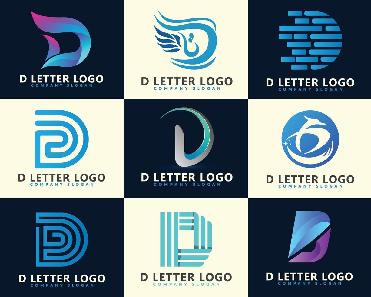 Initial Letter D Digital Logo Design Template. vector