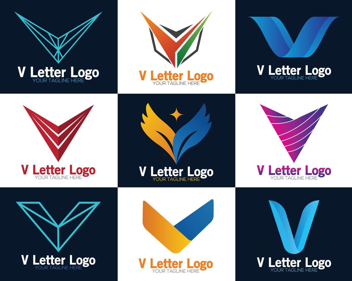 Creative V logo design gradient vector graphic elements. V dots letter initial vector logo concept.