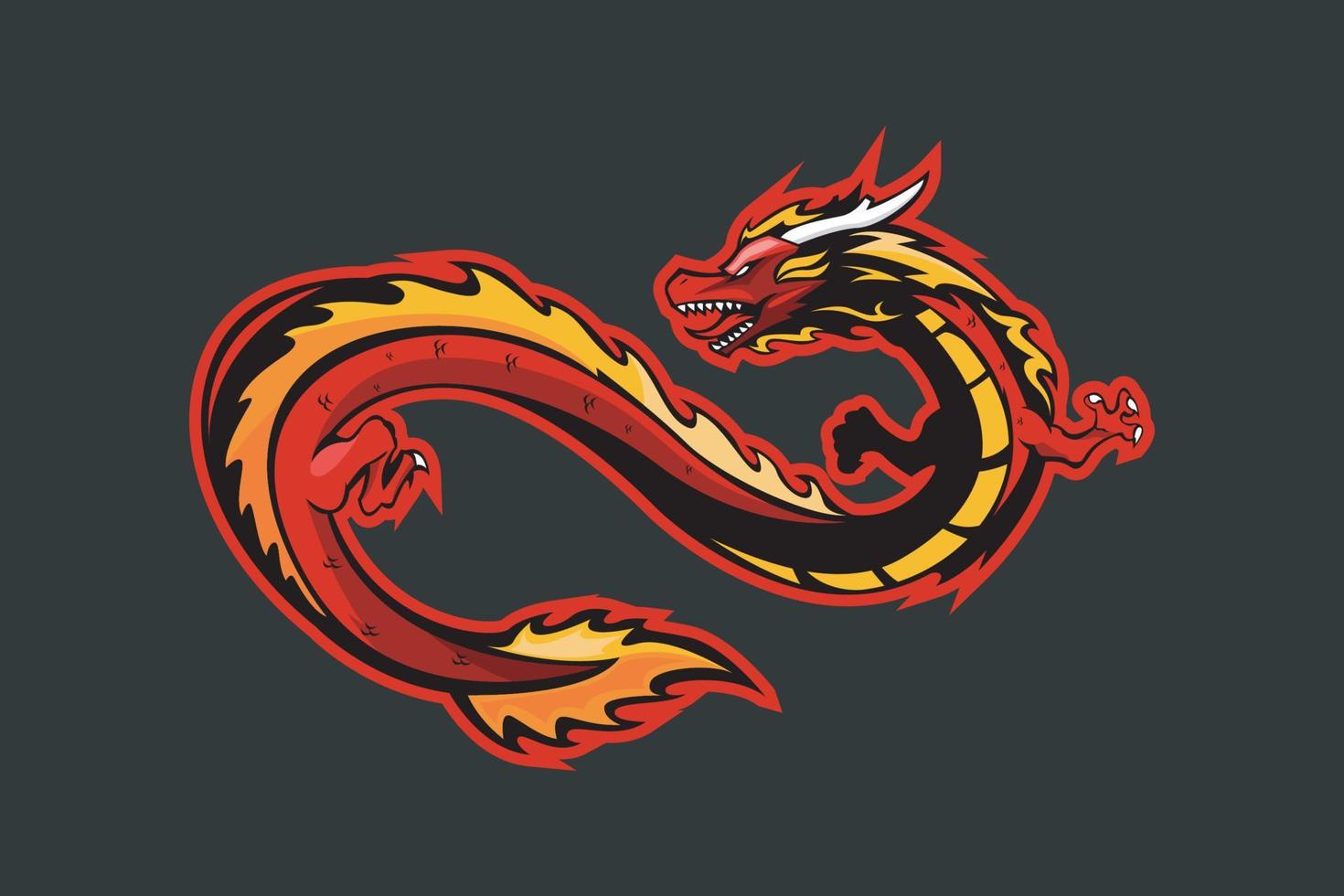 FLAME ASIAN DRAGON MASCOT LOGO vector