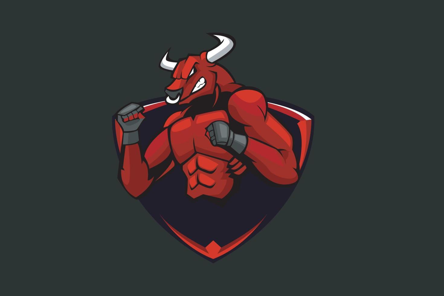 rojo toro dibujos animados mascota logo vector