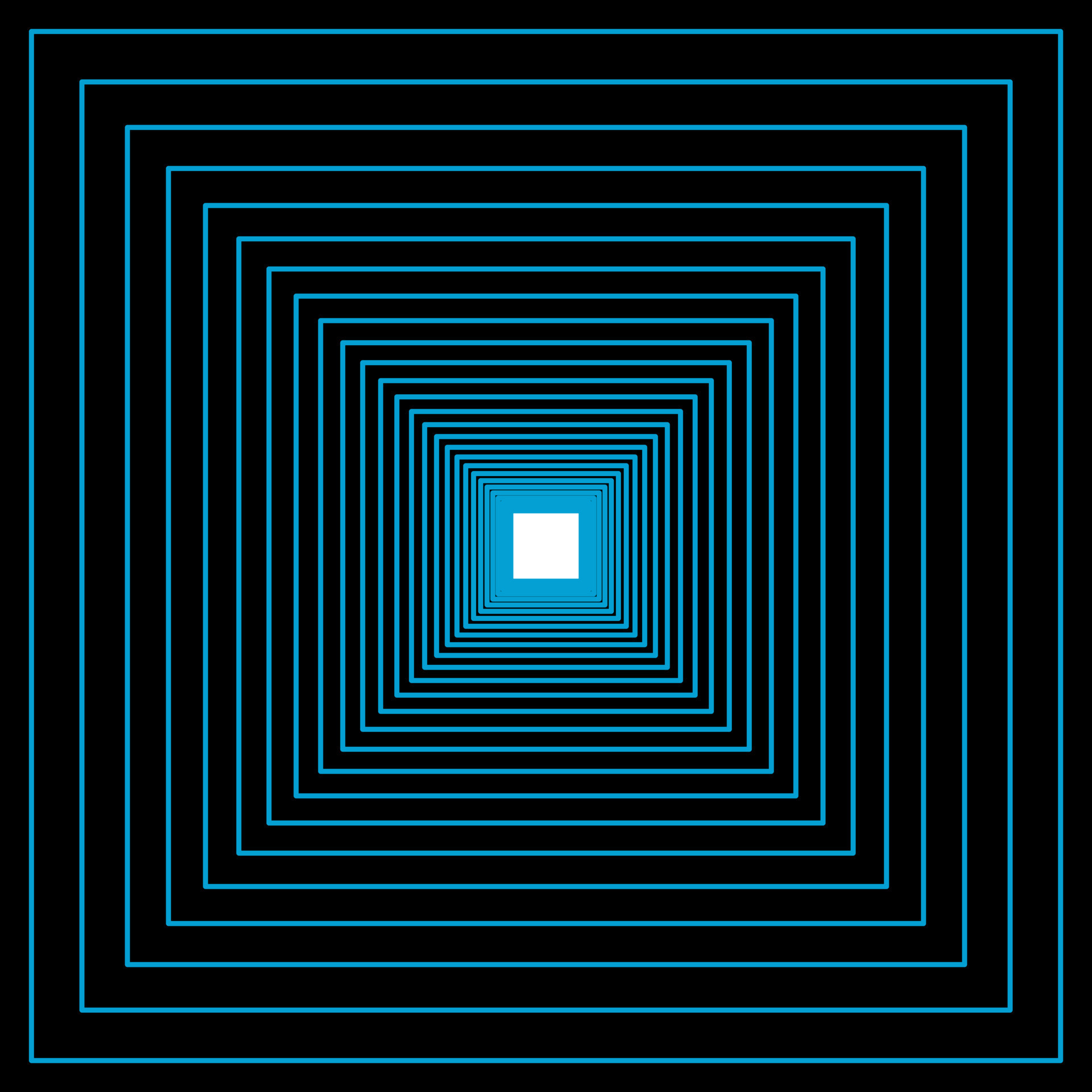 electronic blue light square geometric technology style in black background and white exit