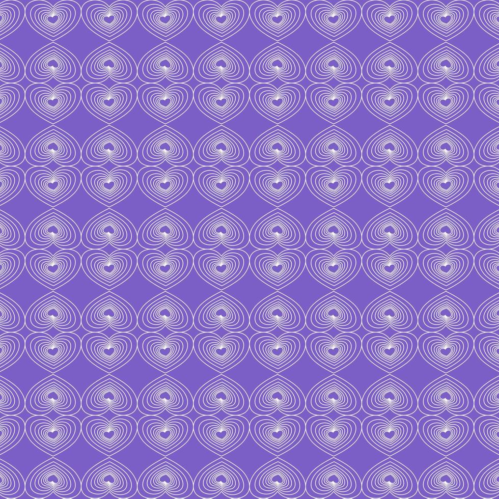 love heart shape multi layer isometric white lines with violet background. geometric abstract seamless pattern vector