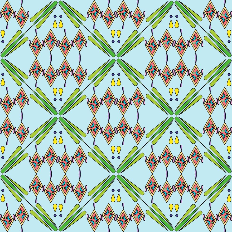 elegance green tear drop and diamond square decorative abstract image on blue wallpaper background vector