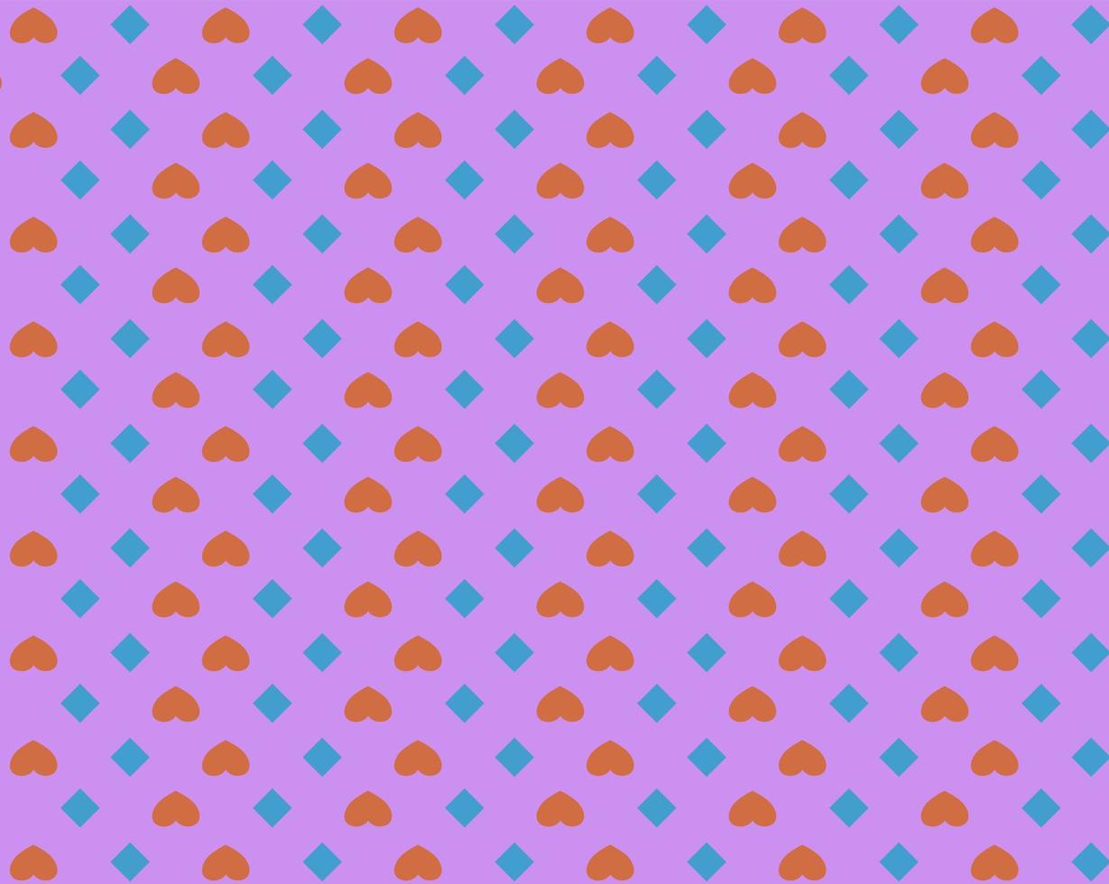 orange heart and blue square seanless with purple background vector