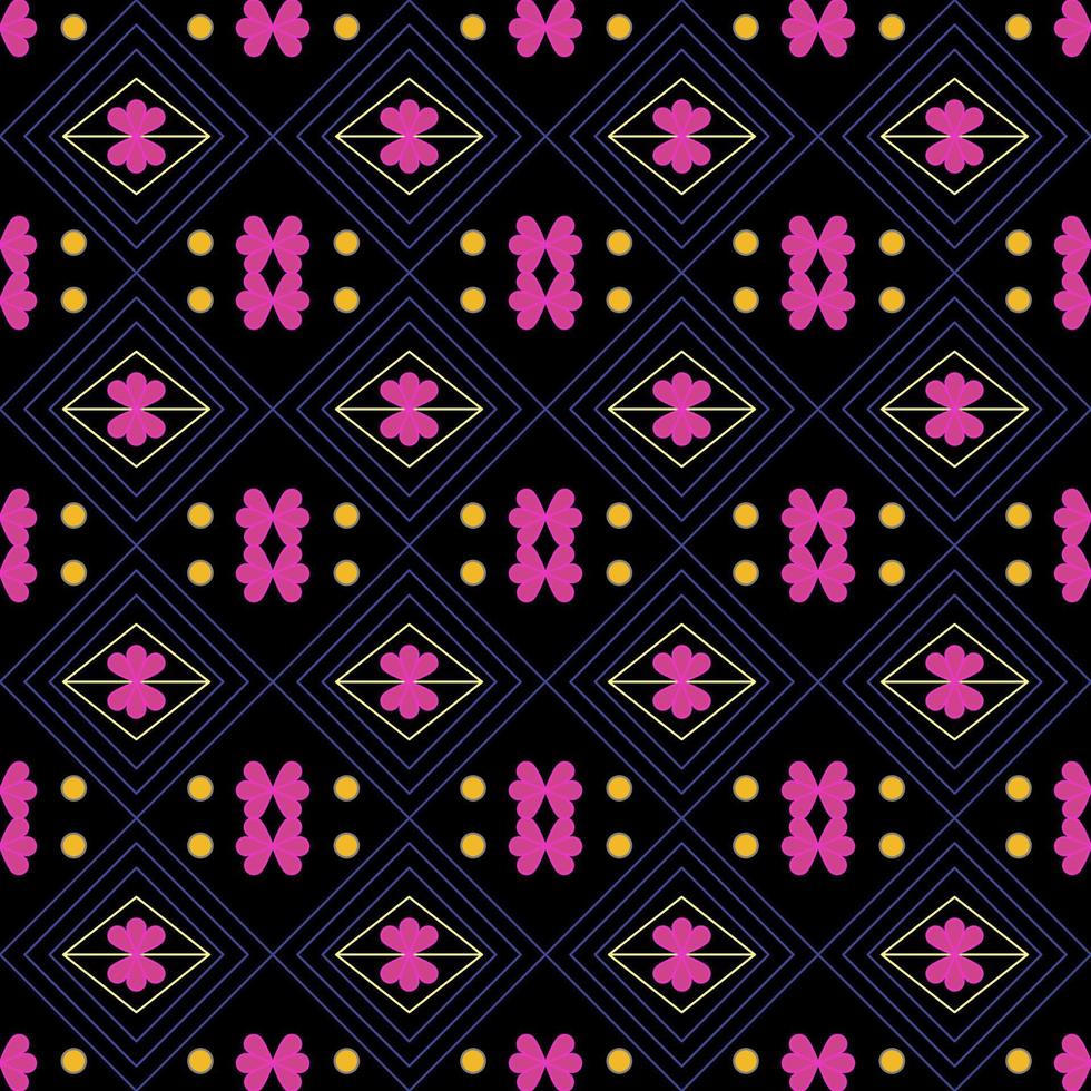 beautiful pink tear drop abstract shape with purple geometric square and gold circle dot on black background vector