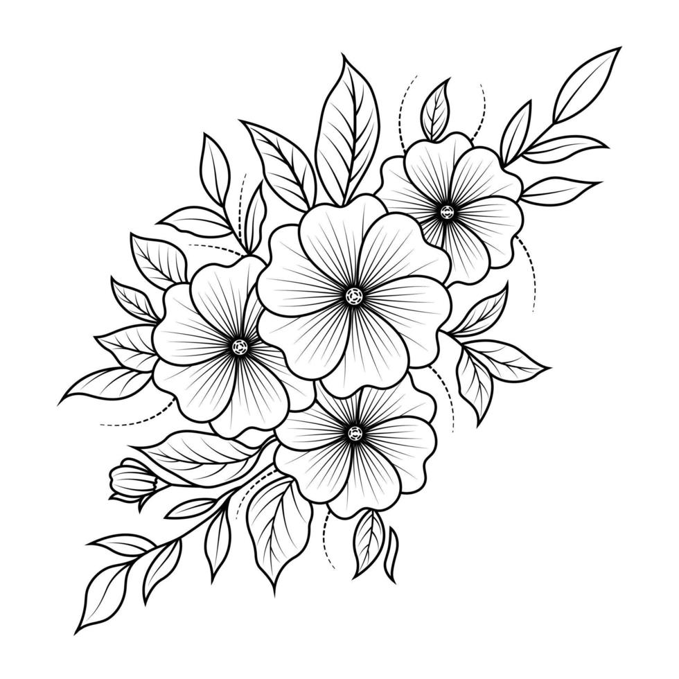 Flower arrangement line art collection, Advanced Flower Coloring Page, Beautiful Flower Coloring Pages free vector