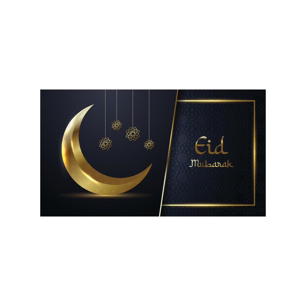 elegante islámico diseño para eid celebraciones con 3d Luna y estrellas vector