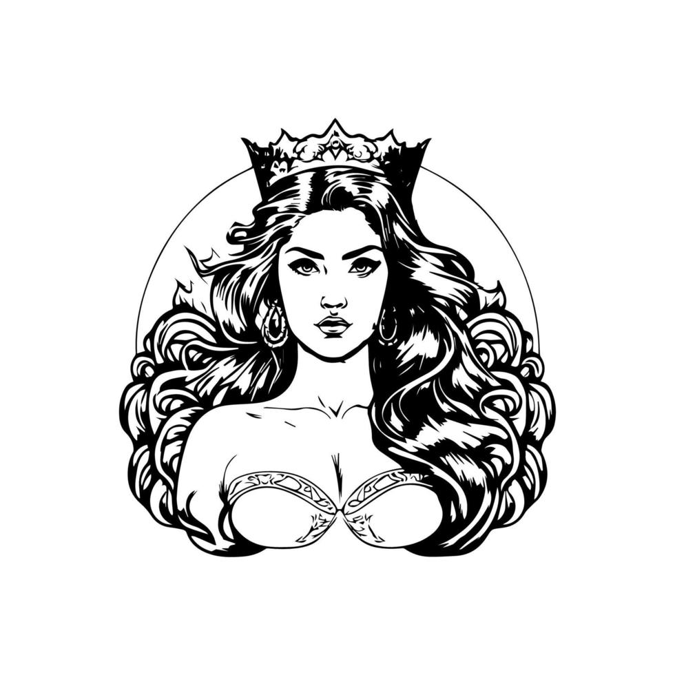 A stylish Chicano girl in black and white, rendered in intricate Hand drawn line art illustration vector