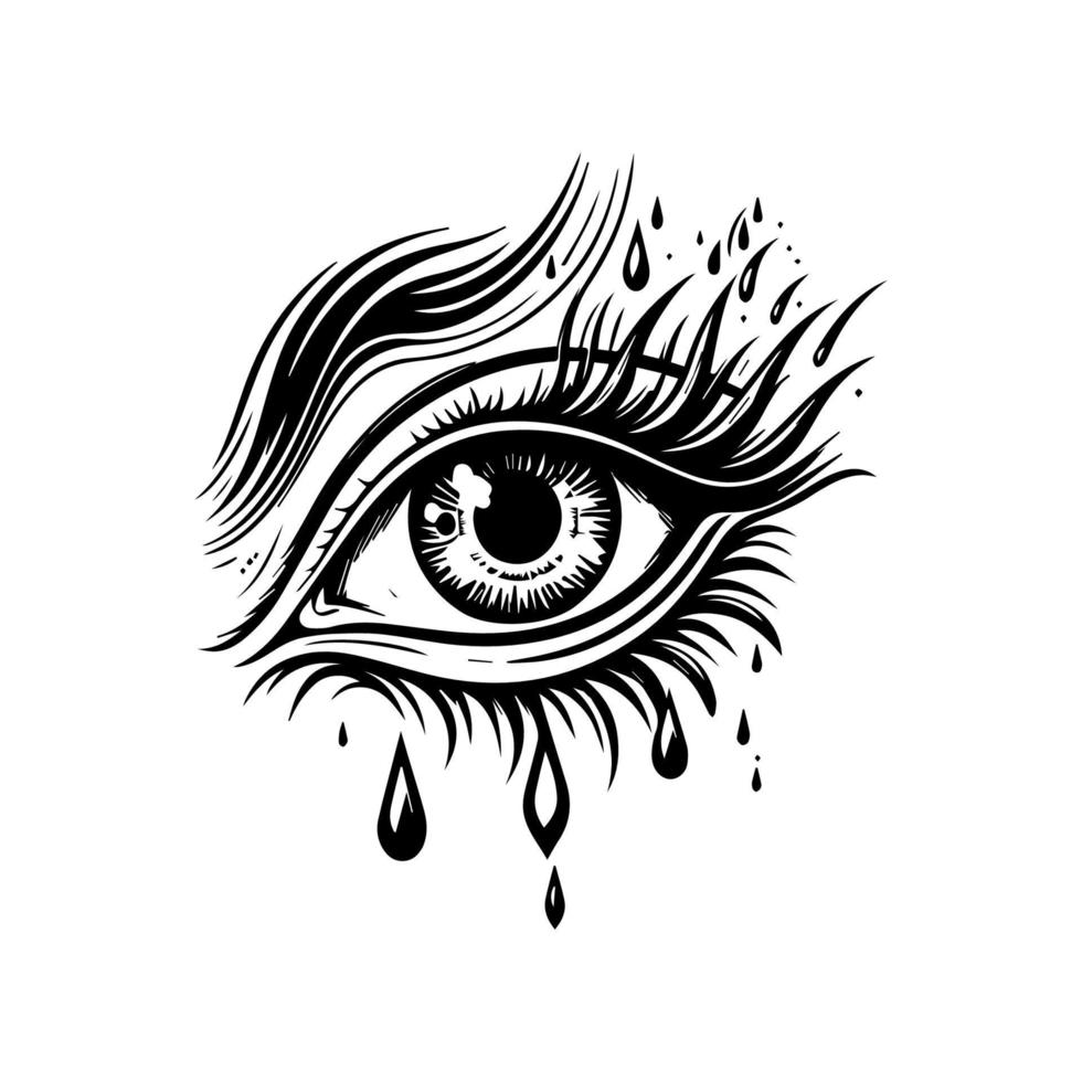 intricate eye tattoo concept, expertly crafted in detailed line art vector