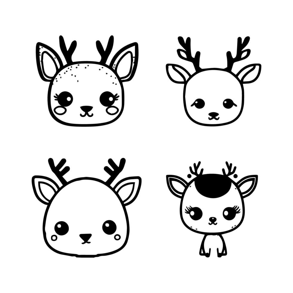 Bring the forest to your project with our cute anime deer head collection. Each one Hand drawn with love, these illustrations are sure to add a touch of woodland charm vector