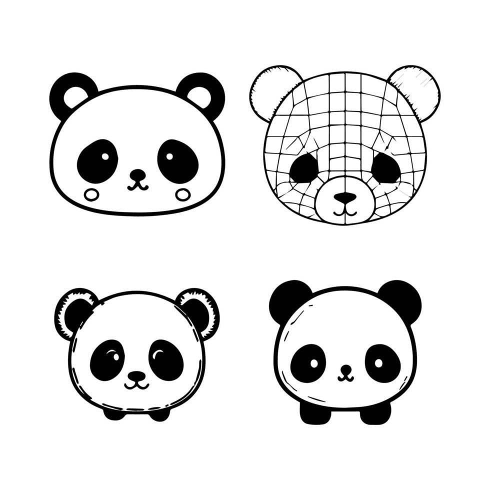 añadir algunos juguetón panda poder a tu proyecto con nuestra linda kawaii panda cabeza logo recopilación. mano dibujado con amar, estos ilustraciones son Por supuesto a añadir un toque de monería y encanto vector