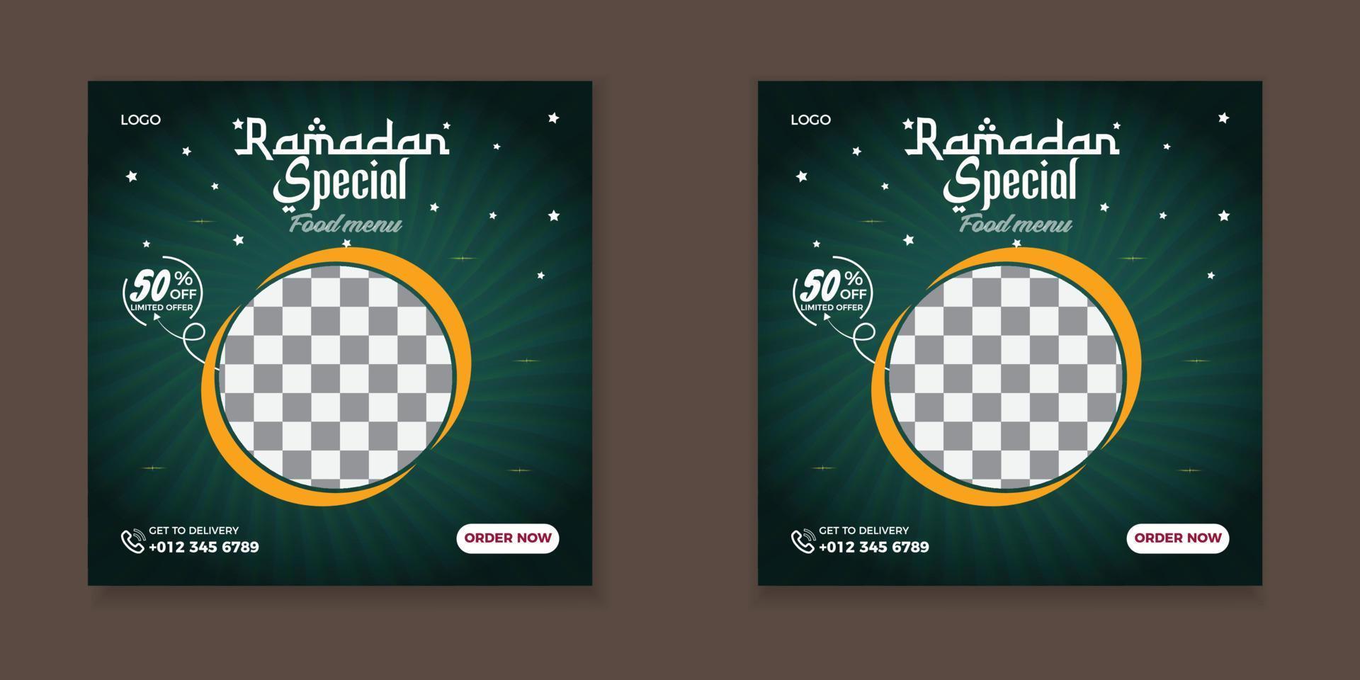 Ramadan special food social media post Template. vector