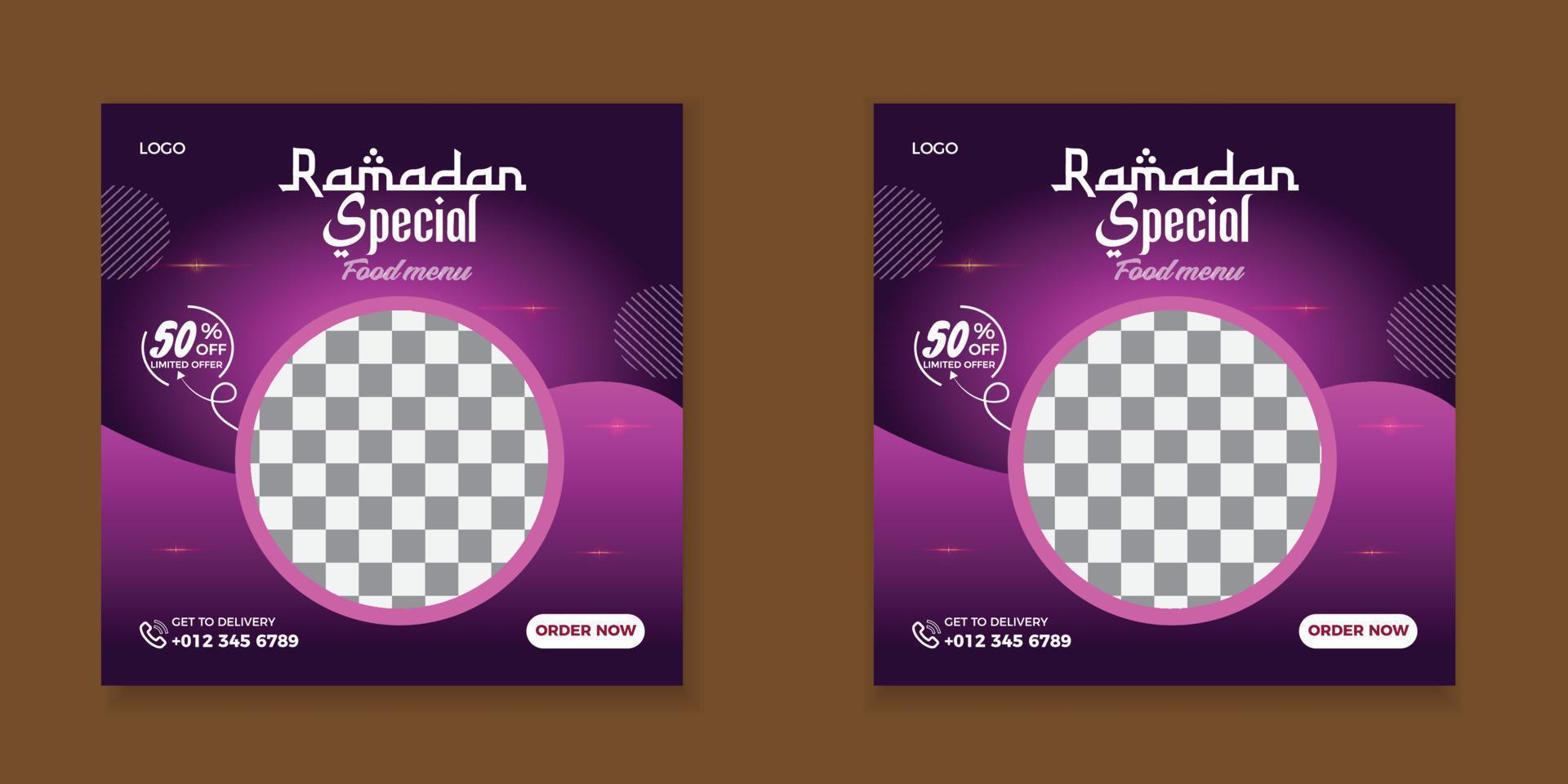 Ramadan special food social media post Template. vector