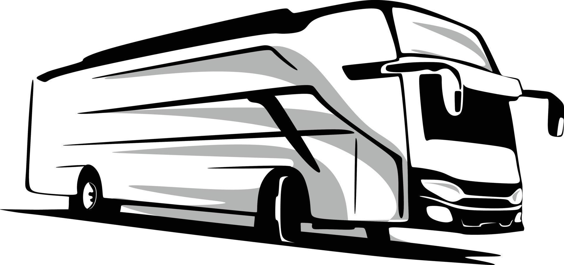 line art bus transportation vector