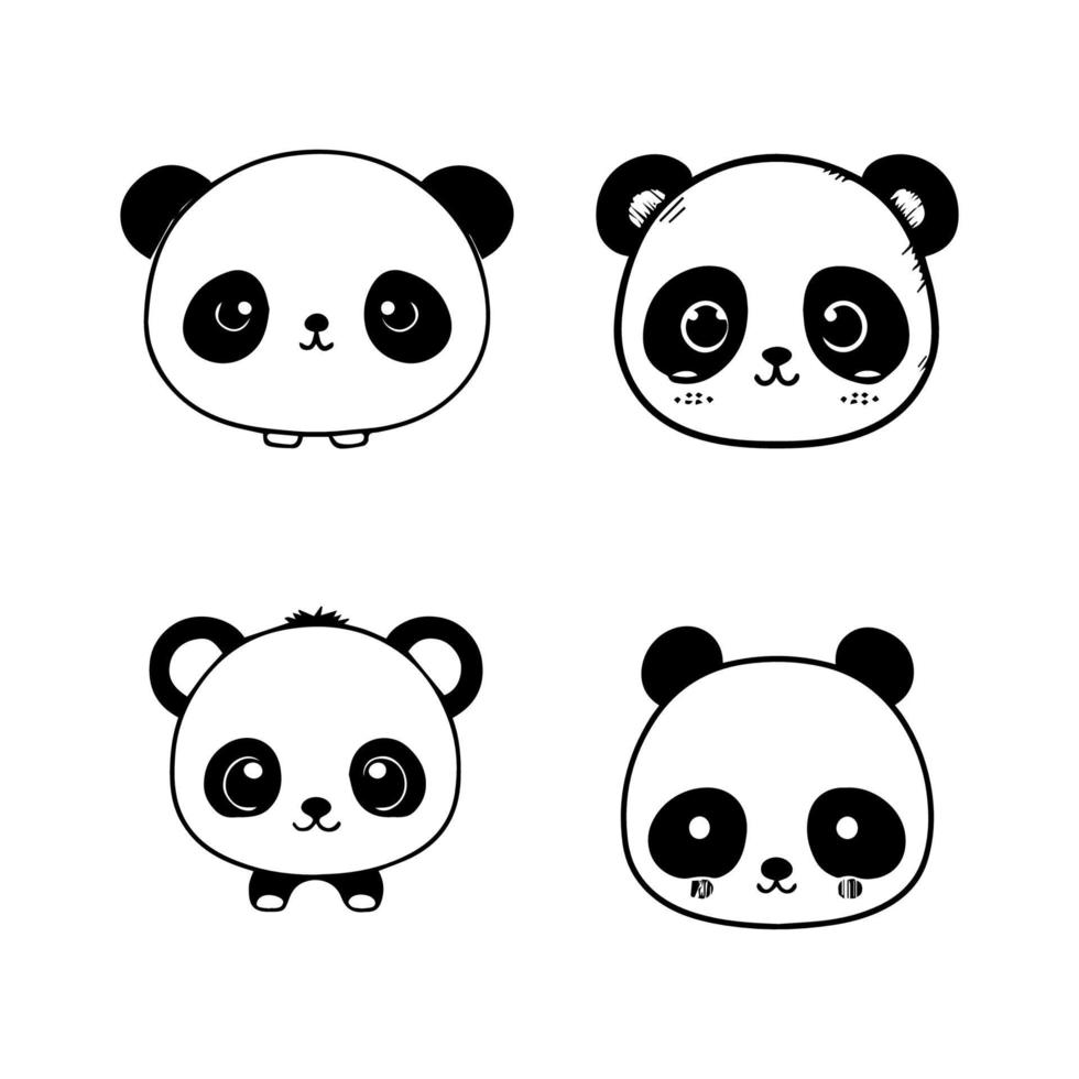 añadir algunos juguetón panda poder a tu proyecto con nuestra linda kawaii panda cabeza logo recopilación. mano dibujado con amar, estos ilustraciones son Por supuesto a añadir un toque de monería y encanto vector