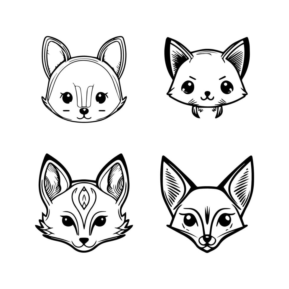 Get ready to slyly charm with our cute kawaii fox head collection. Hand drawn with love, these illustrations are sure to add a touch of whimsy to your project vector