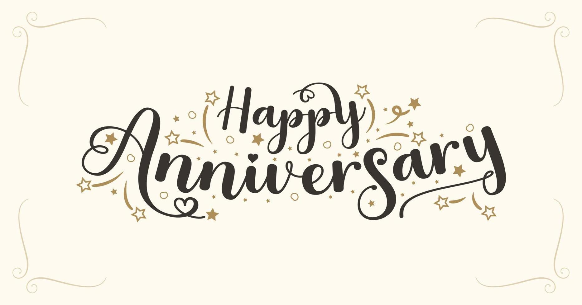 Happy Anniversary vector banner template hand drawn typography